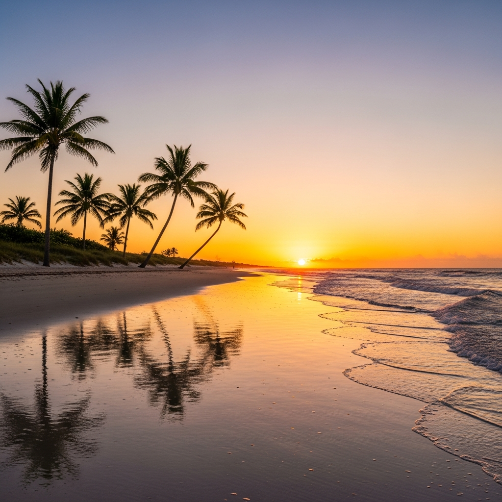 Luxury modern South Florida home exterior at dusk with pool
